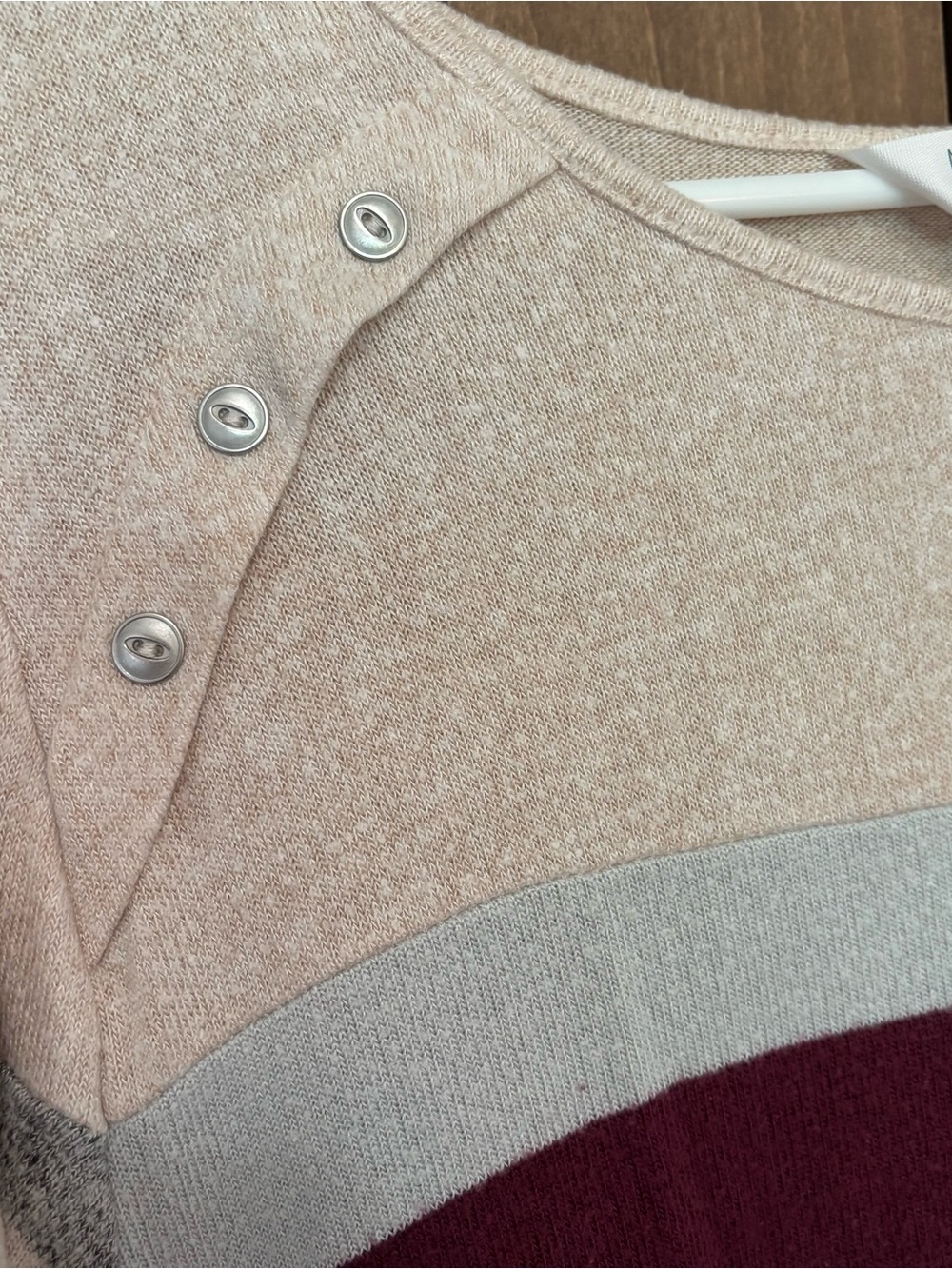 Market & Spruce Gloria Button Detail Brushed Knit Top Striped Plus Size 2X - Picture 9 of 10